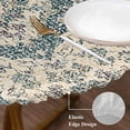 thumbnail image 3 of Beige Green Boho Round Tablecloth, Fitted Table Cover with Elastic for 45"-54" Round Tables, Medieval Vintage Ethnic Floral Abstract Table Cloth Outdoor Indoor Dinning Party Waterproof Tablecloths, 3 of 7
