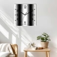 thumbnail image 3 of White Black Wooden Wall Clock Silent Non Ticking, Modern Gradient Vertical Stripes Geometric Square Wall Clocks Battery Operated, Decor Clock for Home Office, Living Room, Kitchen, 12 Inch, 3 of 9