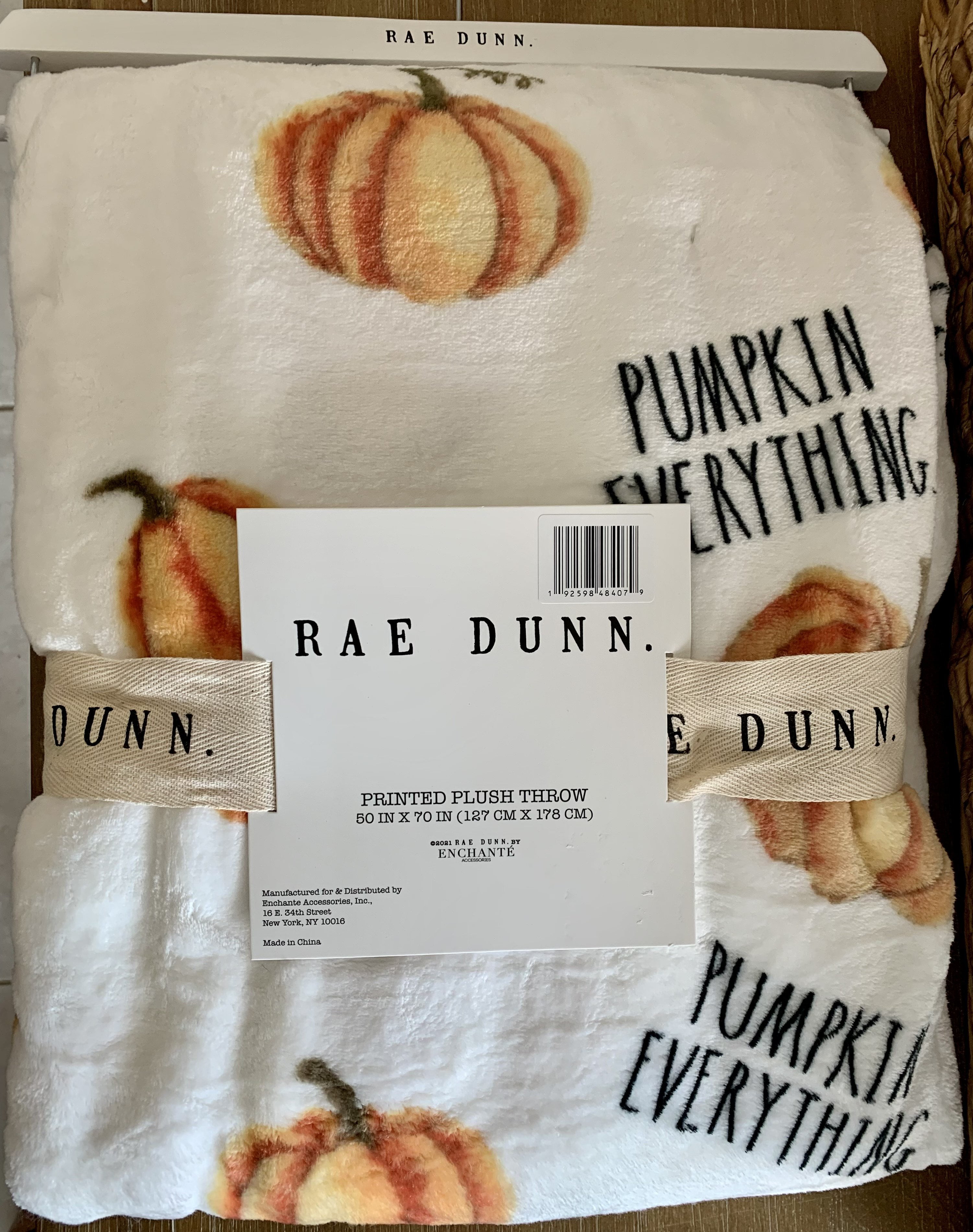 Rae Dunn PUMPKIN EVERYTHING Fall Halloween Plush Throw Blanket 50