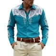 thumbnail image 1 of Camisetas de Navidad de Manga Larga de los Hombres Imprimir de Moda Casual Manga Larga Turndown Collar Blusa para Primavera Invierno Al Aire Libre Diario, 1 of 4