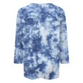 thumbnail image 5 of Cqxid525 Comfort Colors T-Shirts Women's Fashionable Round Neck Casual Floral Print Three Quarter Sleeve T Shirt Blue L Summer Tops, 5 of 5