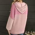 thumbnail image 3 of Yteetum Oversized Hoodies for Women Colorblock Drawstring Knit Pullover Hooded Sweatshirts Top Womens Casual Patchwork Loose Fits Plus Size Long Sleeve Fall Hood Sweatshirts Fall Clothes Clothes, 3 of 4