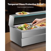 VEVOR 60QT Commercial Food Warmer, 5-Pan Electric Steam Table with Glass Cover, 1500W Countertop Stainless Steel Buffet Bain Marie with 86-185°F Temp Control for Catering,Buffet, Parties,Restaurants