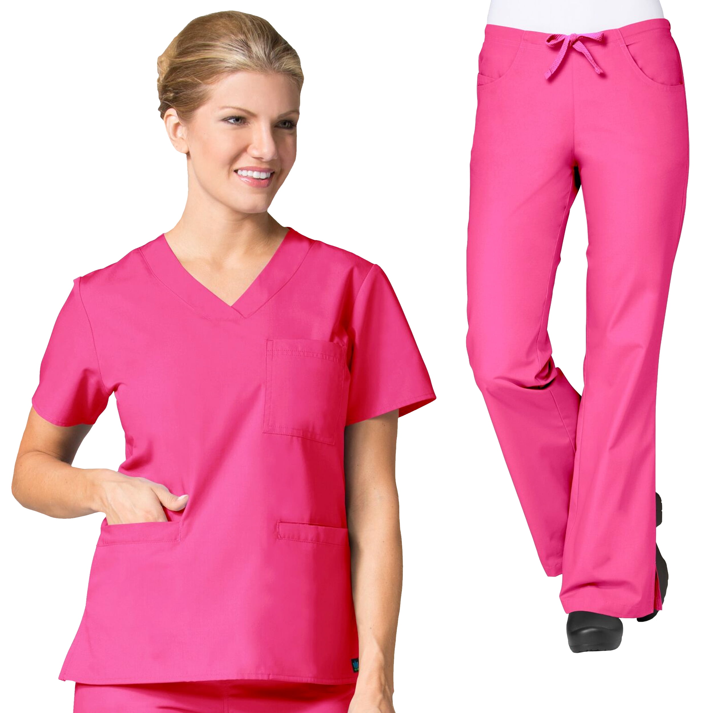 Hot Pink, Large Tall Maevn Women's Core Classic Flare Pants 