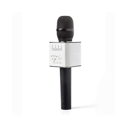 Super Deluxe Mic Clip - Q9 Wireless Bluetooth Microphone Handheld Portable Karaoke USB Mic Speaker Mini Home Outdoor KTV Super bass (Black)