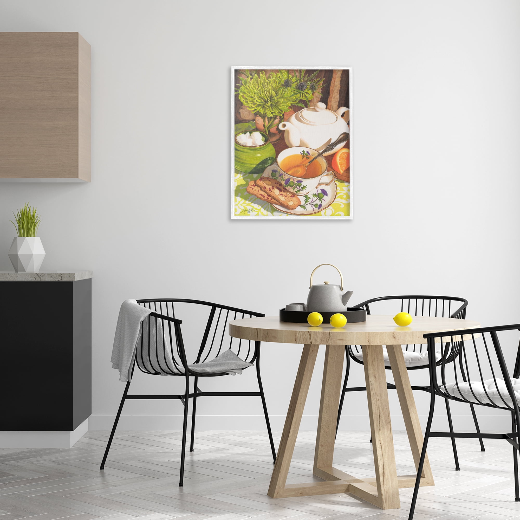 Stupell Industries Tea & Biscuits Scene Food & Beverage Painting White Framed Art Print Wall Art, 24 x 30