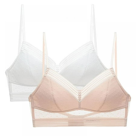 

Pretty Comy Women s Backless Mesh Lingerie V-neck Breathable Bras 2-Pack Size S/M/L/XL/2XL/3XL