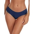 thumbnail image 1 of Ocean Blues Women's Full Coverage Bikini Bottom Mid Rise Ruched Sides Swim Bottoms Navy Blue Size Small, 1 of 7