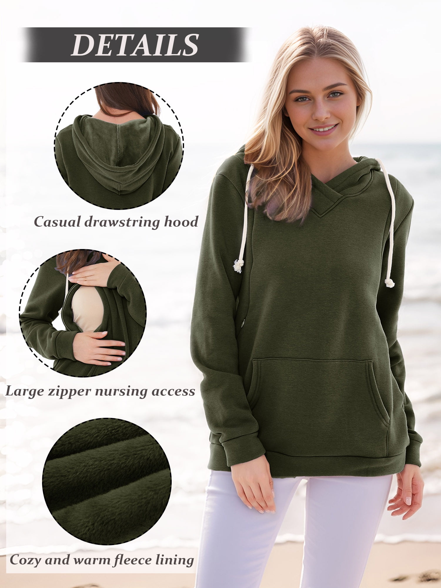 Women's Maternity Nursing Tops Hoodie Fleece Breastfeeding Shirts Clothes