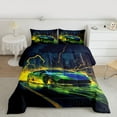 thumbnail image 3 of Feelyou Futuristic Sports Car Bedding Comforter Set, Neon Glowing Lightning Twin Comforter Sets, Teens Kids Boys Girls Reversible Bedding Set, Ultra Soft Bedroom Decor, 2 Pieces, 3 of 9