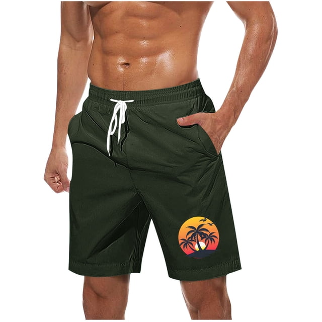 Pantalones Cortos Casuales para Hombre Imprimir con Bolsillos Pantalones de Playa de Cintura Elástica, Pantalones Cortos de Cintura Elástica para Hombre