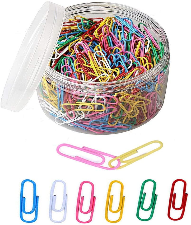 500PCS Paper Clips Medium 33 mm/1.3Inch Colored Paper Clips Assorted