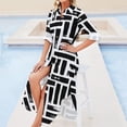 thumbnail image 4 of 2024 Vintage Striped Casual Dress Geometric Print Aesthetic Dresses Long Sleeve Retro Female V Neck Custom Oversize Chiffon Dress, 4 of 7