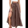 thumbnail image 2 of Pantalones de Playa Casuales, Holgados, Estilo Palazzo, de Cintura Alta y Abertura para Mujer, Estilo Bohemio, con Bolsillos para Verano. Marrón XL, 2 of 10