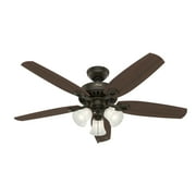 Hunter - Builder Indoor Ceiling Fan With Light, 52-inch, New Bronze, Traditional-style, 3-speed WhisperWind Motor, 53238, for Living Rooms, Bedrooms