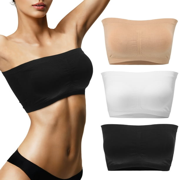 3pcs sujetadores sin tirantes extraíbles de la dama del tubo de corte de bras de soporte de sujetadores sin costuras tamaño xl