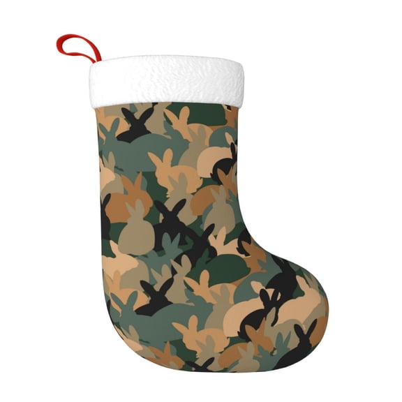 Naloa Camouflage Rabbit Christmas Stockings Decorations, Xmas Ornaments, DIY Personalized Farmhouse Decor for Home Family Party Tree