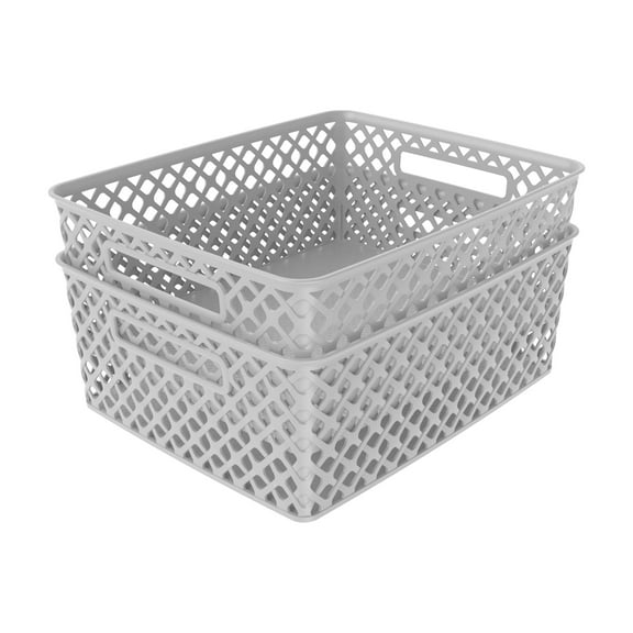 Mainstays Medium Soft Silver 2-Pack Storage Basket