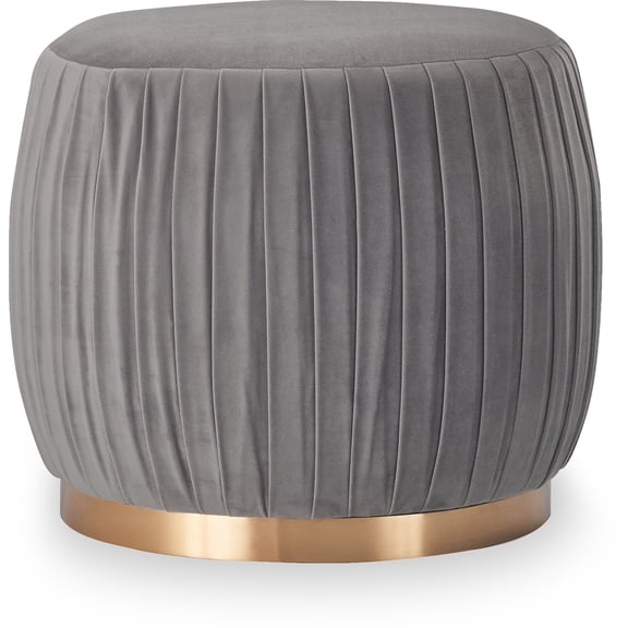 Adore Decor Jolie Modern Pleated Velvet Ottoman in Gray