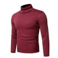 thumbnail image 2 of Lolmot Men's Turtleneck Long Sleeve Shirts Solid Colour Stretch Slim Fit Bottoming Tops Autumn Winter Blouse, 2 of 4