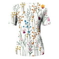 thumbnail image 5 of Wycnly Womens Tops Dressy Casual Vintage Striped Irregular Button Hem Breathable Comfy Tunic Shirts Summer Short Sleeve Crewneck Tops Floral Print Blouse Multicolor XXL, 5 of 5