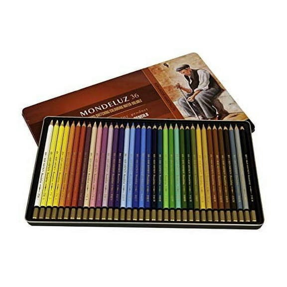 Koh-I-Noor Mondeluz Aquarelle Watercolor Pencil Set, 36 Assorted Colors in Tin, 1 Each (FA3725.36)