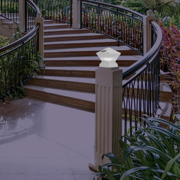 LEORX White Solar Fence Lights Outdoor Solar Post Lights for Patio Garden Deck Decoration