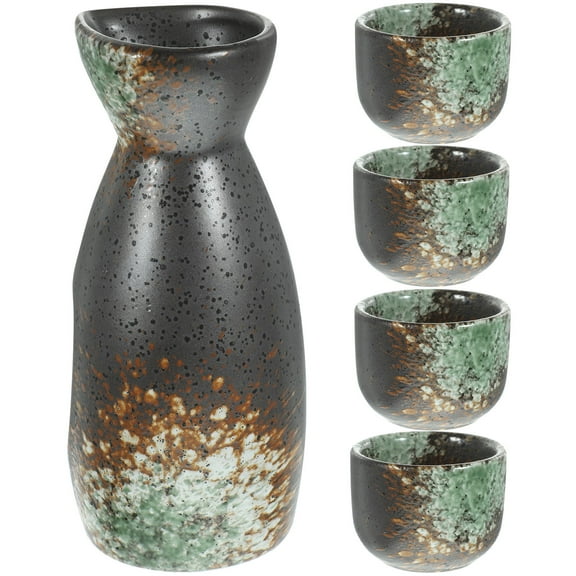 Topbathy Japanese Sake Set with Ceramic Sake Pot and Cups Multi Retro Style for Home Decor and Parties
