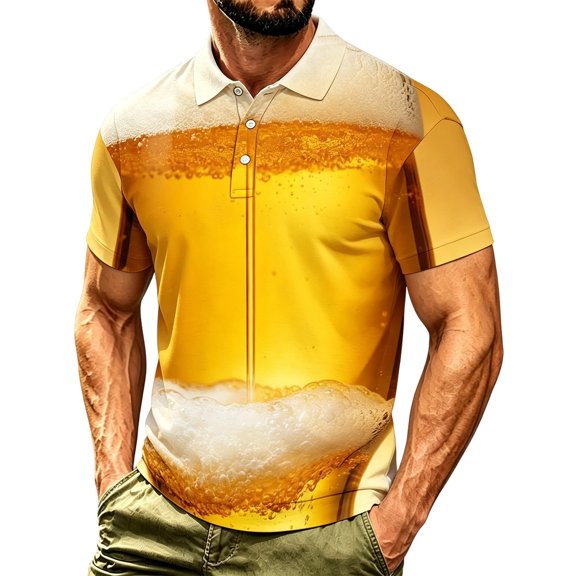 Men's Polo Shirts Festival Theme Print Collar Short Sleeved Polo Shirt Top