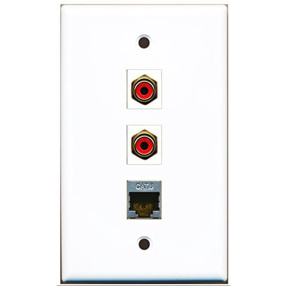 RiteAV - 2 Port RCA Red and 1 Port Shielded Cat6 Ethernet Wall Plate