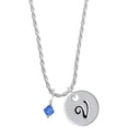 thumbnail image 1 of Delight Jewelry September - Blue Crystal Bicone Silvertone Script Initial Disc - V - Charm Necklace, 20"+3", 1 of 4
