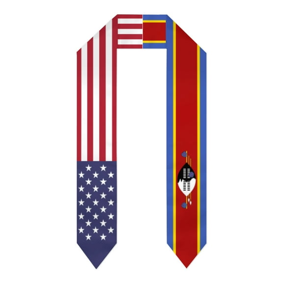 Eswatini & USA United States Flag Shawl Sash Stole Graduation Shawls Wraps Scraf For International Study