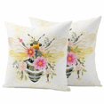thumbnail image 2 of Pack of 2 Outdoor Pillow Covers 16x16 Inch Waterproof Summer Bee Throw Pillow Covers,Decorative Couch Pillow Shams Protectors Spring Floral Botanical Watercolor Patio Pillowcases Cushion Covers, 2 of 8
