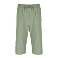 thumbnail image 3 of Men's Shorts Spring Summer Casual All Solid Color Linen Loose Fashion Pockets Walkshorts Cargo Bermuda Swim Pants Sizes 4XL, 3 of 7