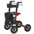 thumbnail image 1 of Déambulateur à Roulettes en Aluminium Rouge avec Siège et Sac de Rangement, Déambulateur à Roulettes Pliable avec Poignée Ajustable et Roues de 9,8 Pouces, Supporte jusqu'à 299 Lb, pour Usage Intérieur et Extérieur, 1 of 7