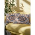 thumbnail image 5 of Outdoor Pillows Waterproof, Blue Burnt Orange Boho Bedding Throw Pillows with Insert for Couch Sofa Bed, Antique Southwestern Ethnic 12x20 Inch Pillowcases Decorative Camping Patio Pillow Set of 1, 5 of 8