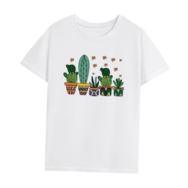 Camiseta para mujer con cuello redondo, camisetas de verano para acampar, viajes, compras, desplazamientos SG