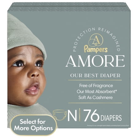 PAMPERS AMORE BABY DIAPERS SIZE NEWBORN, 76 COUNT (SELECT FOR MORE OPTIONS)