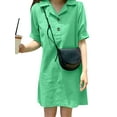 thumbnail image 5 of ZANZEA Womens Dresses Short Sleeves Solid Color Lapel Neck Casual Pullover Dress, 5 of 11
