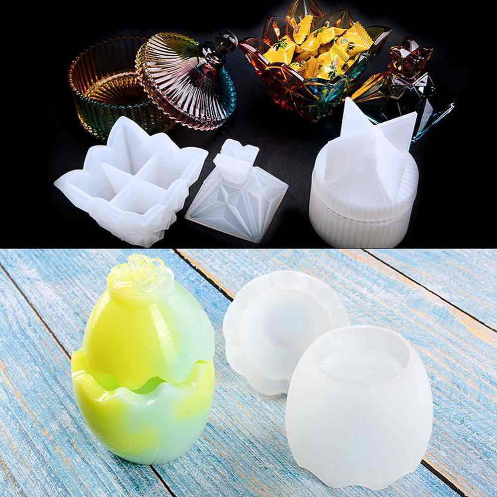 1 Set Silicone Storage Box Molds Resin Casting Molds For UV Resin Epoxy Resin Measuring Cup and Pipettes Dropper White 67x41mm 67x56mm