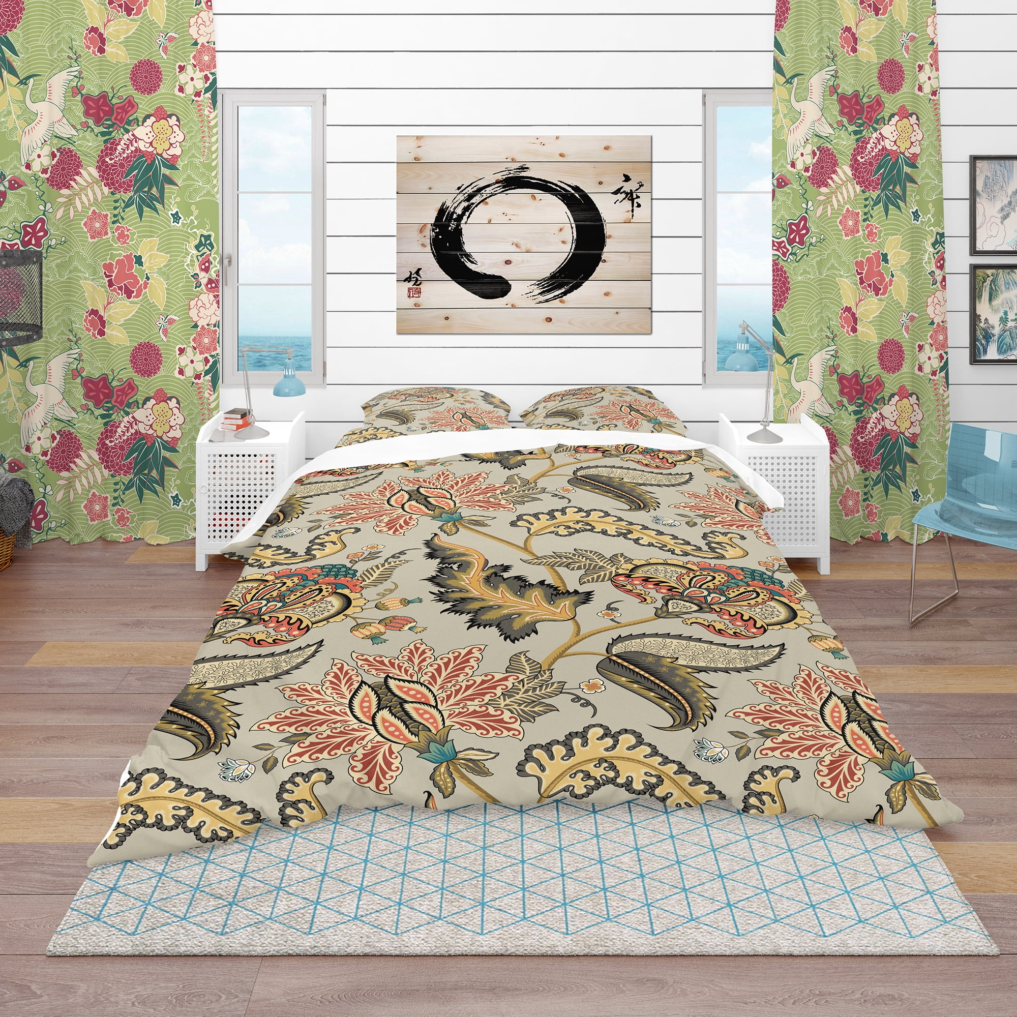 Designart 'Vintage Indian Floral Pattern' Tropical Duvet Cover Set