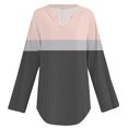 thumbnail image 4 of Duoif Womens Tops Long Sleeve Shirts for Women, Womens Cotton Linen Tunic Tops for Women Spring Summer V Neck Roll Up 3/4 Sleeve T Shirts Plain Graphic Tees Tops for Women Trendy Pink S, 4 of 5