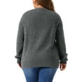 thumbnail image 4 of DARING DIVA Women's Plus Long Sleeve Crew Neck Knit Cardigans 1X Gray, 4 of 6