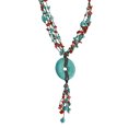 thumbnail image 3 of Stunning Turquoise Disc Medallion with Red Coral Statement Necklace, 3 of 4