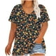thumbnail image 2 of Puntoco Liquidación de blusas cortas para mujer Camisa básica estampada de manga corta con cuello en V y talla grande para mujer, 2 of 5