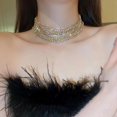 thumbnail image 4 of HAHDAXIA Multi-layered Rhinestone Choker Gold Full Rhinestone Necklace for Women Silver Layered Chain Necklace Wedding Gift for Bride, 4 of 7