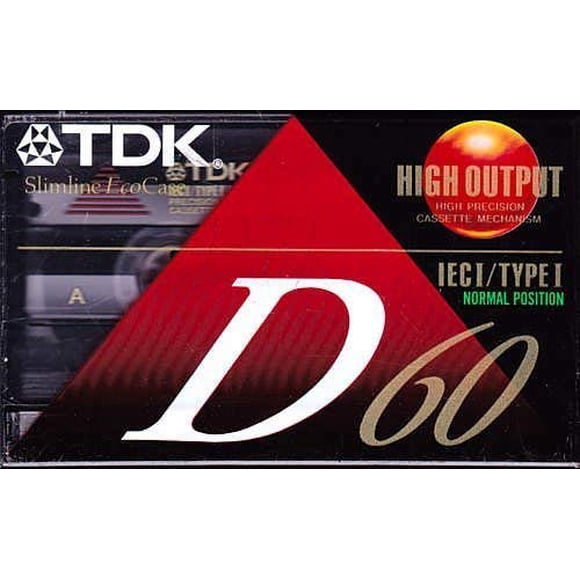 Cintas de casete de audio TDK D60 de 60 minutos, paquete de 5, tipo I