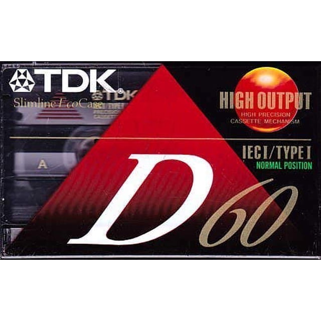 Cintas de casete de audio TDK D60 de 60 minutos, paquete de 5, tipo I