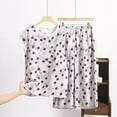thumbnail image 4 of WCJM Women Pajama Sets Pajamas Set for Women Short Sleeve Sleepwear Button Down Pjs Soft 2 Piece Lounge Sets Printed Artificial Cotton Set Large Size Thin Floral Loose Home Clothing, 4 of 5