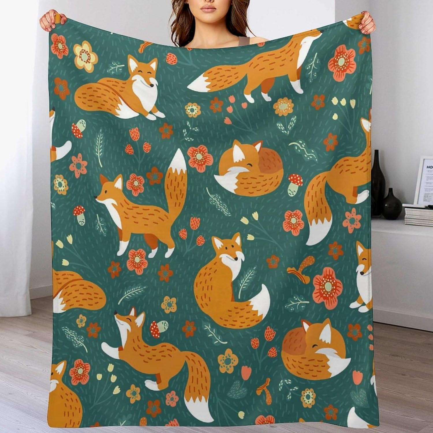 Fox Blanket Fox Gifts for Girls Women Foxes Throw Blanket for Kids Adults Soft Warm Cozy Fleece Blanket for Couch Sofa \u200bBed 50"x60"